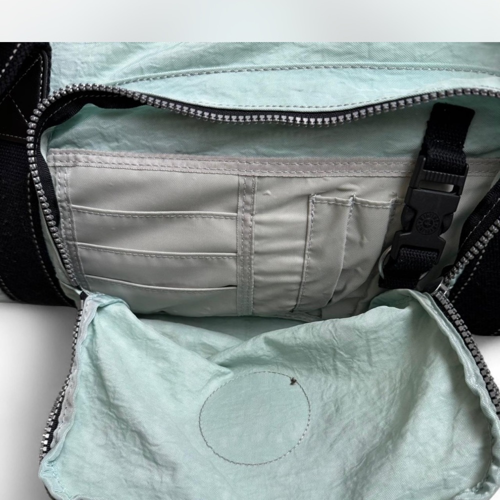Kipling Mint Green/light blue Duffel Bag with Black Zipper - Picture 4 of 8